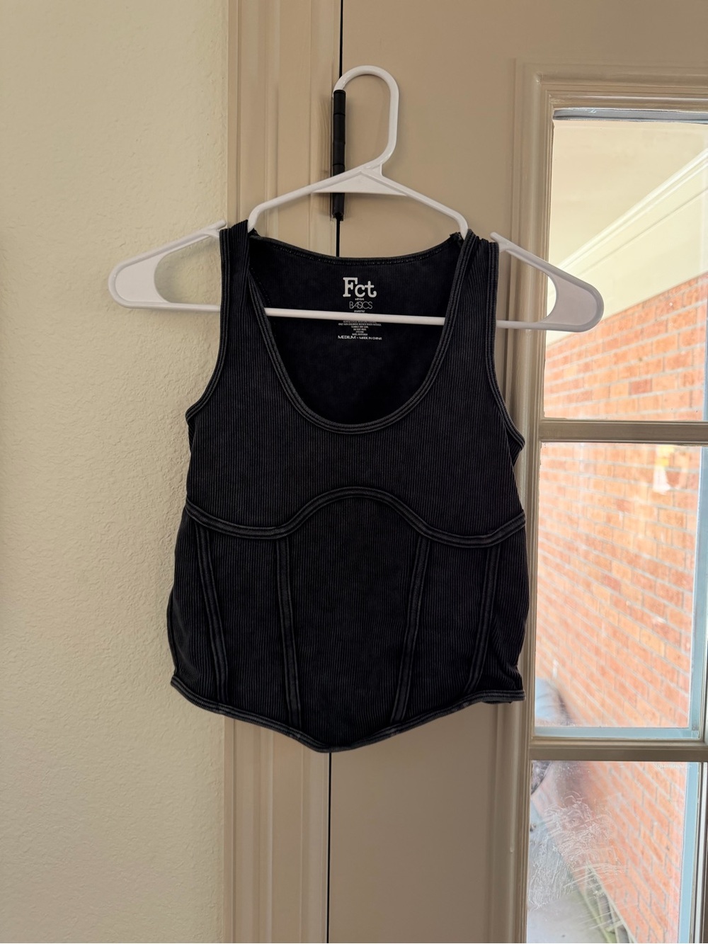 Fct Black Ribbed Tank Top with Contour Seams